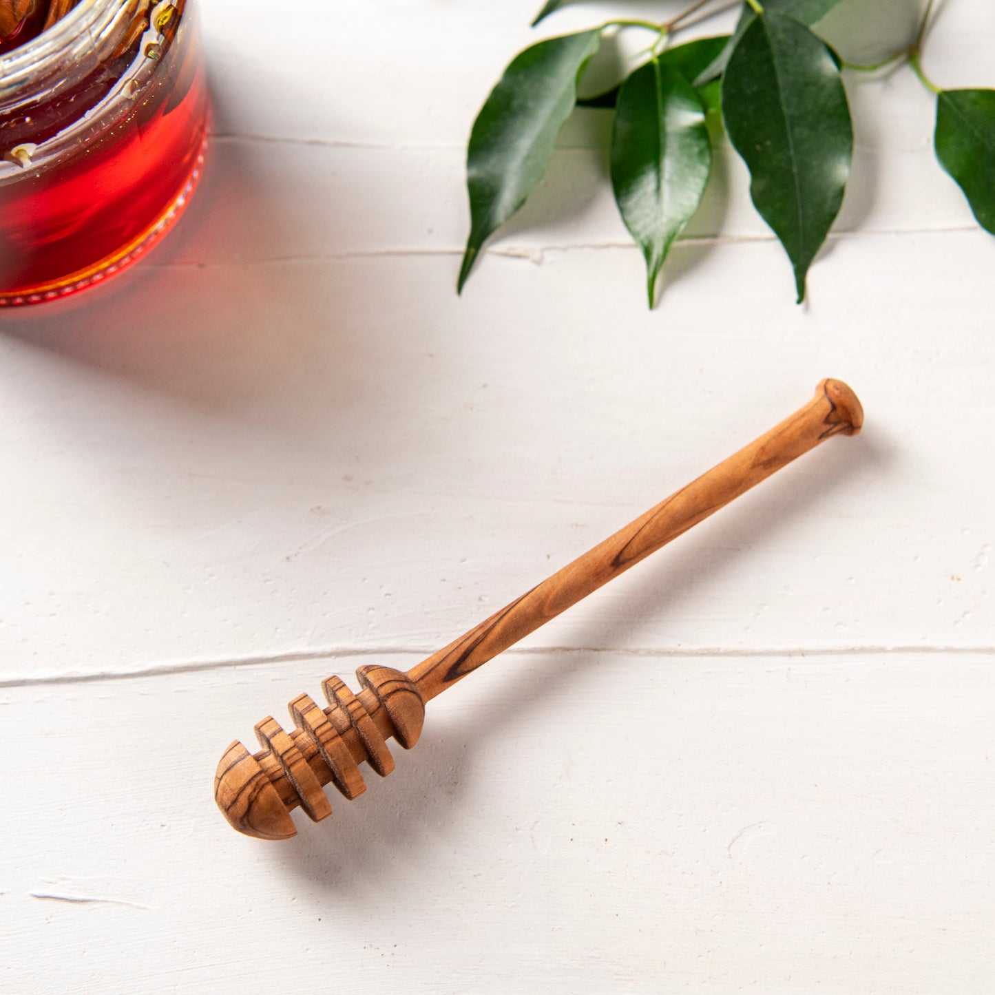 "Handcrafted Olive Wood Honey Dipper – 6” & 7.3” Honey Sticks, Honeycomb Spoon for Kitchen