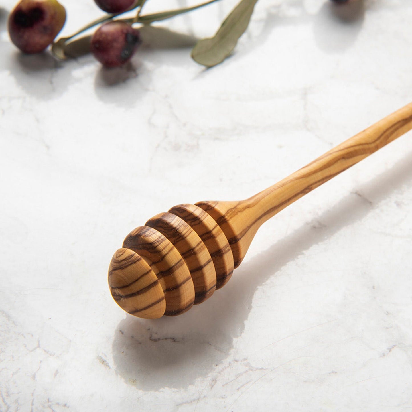 "Handcrafted Olive Wood Honey Dipper – 6” & 7.3” Honey Sticks, Honeycomb Spoon for Kitchen